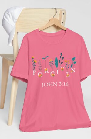Forgiven John 3:16 T-Shirt | Floral Scripture Tee
