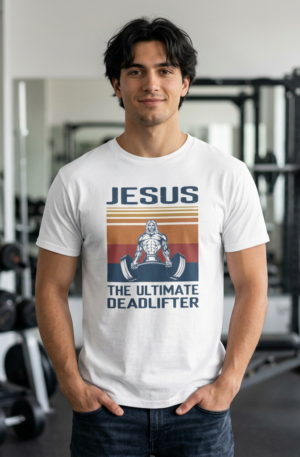 Jesus the Ultimate Deadlifter T-Shirt | Vintage Weightlifting Funny Cross Design Gift for Him