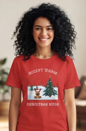 Accept Warm Christmas Hug T-Shirt | Penguin Tree Holiday Tee | Funny Christmas shirt