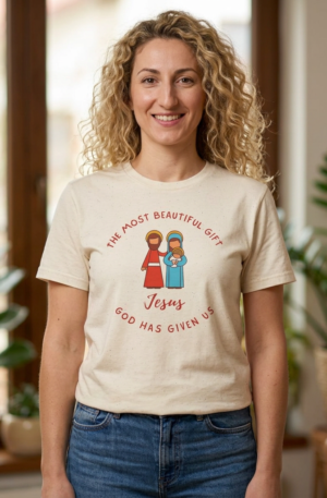 Christmas Shirt | Nativity Family Tee | The Most Beautiful Gift Jesus T-Shirt